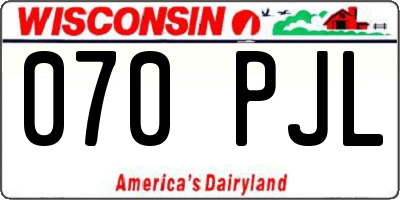 WI license plate 070PJL