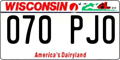 WI license plate 070PJO