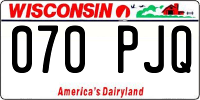WI license plate 070PJQ