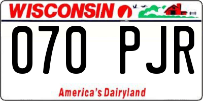 WI license plate 070PJR