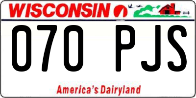 WI license plate 070PJS