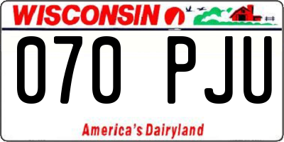 WI license plate 070PJU