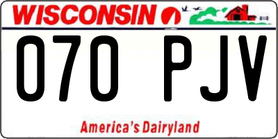 WI license plate 070PJV
