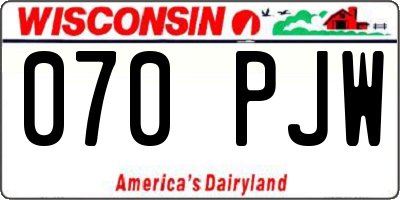 WI license plate 070PJW