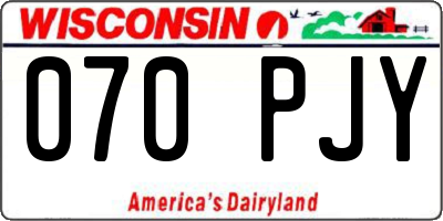 WI license plate 070PJY
