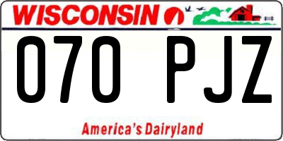 WI license plate 070PJZ