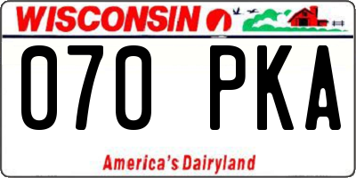 WI license plate 070PKA