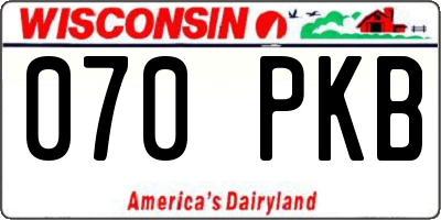 WI license plate 070PKB