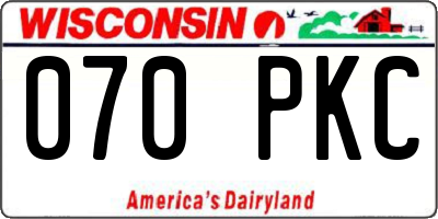 WI license plate 070PKC