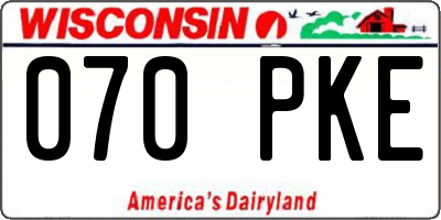 WI license plate 070PKE