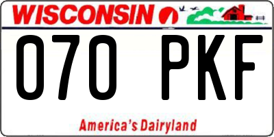 WI license plate 070PKF