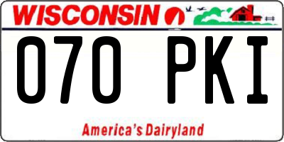 WI license plate 070PKI