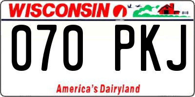 WI license plate 070PKJ