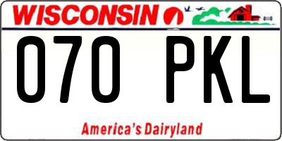 WI license plate 070PKL