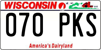 WI license plate 070PKS
