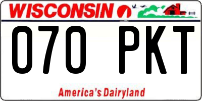 WI license plate 070PKT