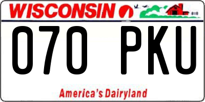 WI license plate 070PKU