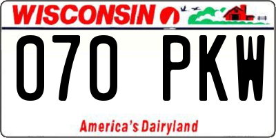 WI license plate 070PKW