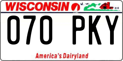 WI license plate 070PKY