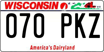 WI license plate 070PKZ