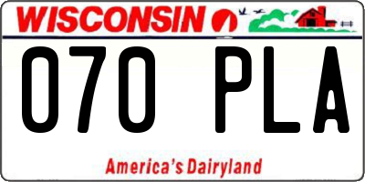 WI license plate 070PLA