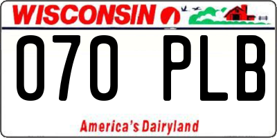WI license plate 070PLB