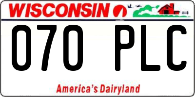 WI license plate 070PLC