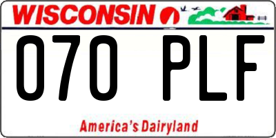 WI license plate 070PLF