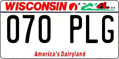 WI license plate 070PLG