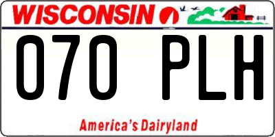 WI license plate 070PLH