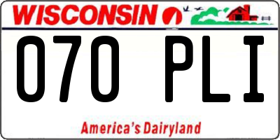 WI license plate 070PLI
