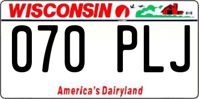 WI license plate 070PLJ