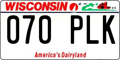 WI license plate 070PLK