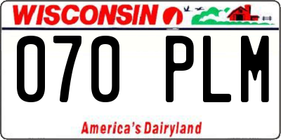 WI license plate 070PLM