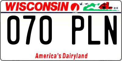 WI license plate 070PLN