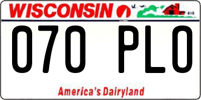 WI license plate 070PLO