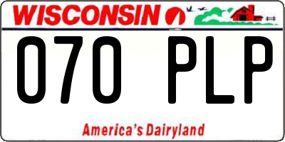 WI license plate 070PLP