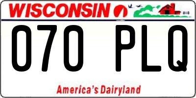 WI license plate 070PLQ