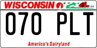 WI license plate 070PLT