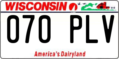 WI license plate 070PLV