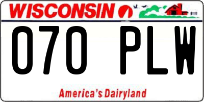 WI license plate 070PLW
