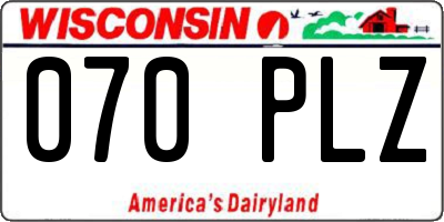 WI license plate 070PLZ