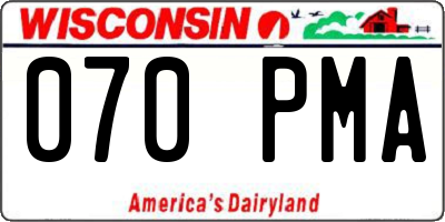 WI license plate 070PMA