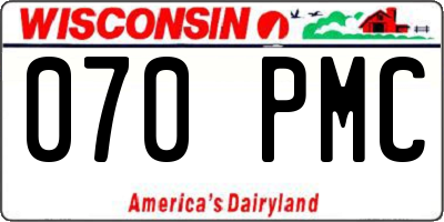 WI license plate 070PMC