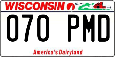 WI license plate 070PMD