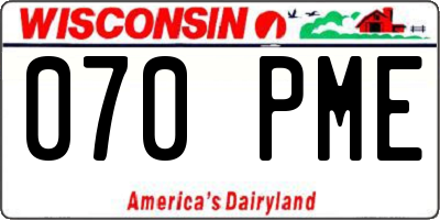 WI license plate 070PME