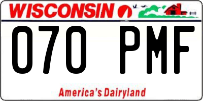 WI license plate 070PMF