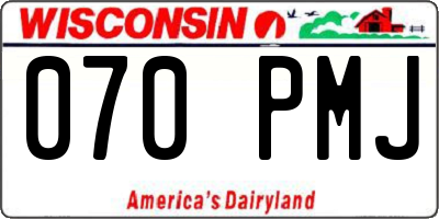 WI license plate 070PMJ