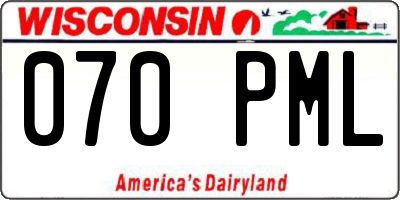 WI license plate 070PML