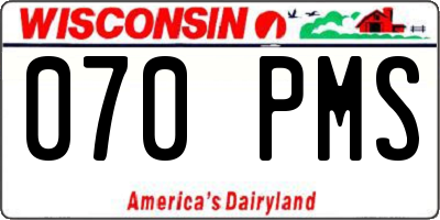 WI license plate 070PMS